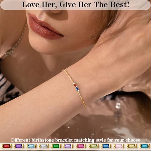 January Birthday Gifts for Women, September Birthstone Bracelets for Women Dainty Gold Bracelet with Sapphire Garnet Best Friend Birthday Gifts Stocking Stuffers for Wife Daughter Granddaughter Niece Christmas Jewelry - Thumbnail 4