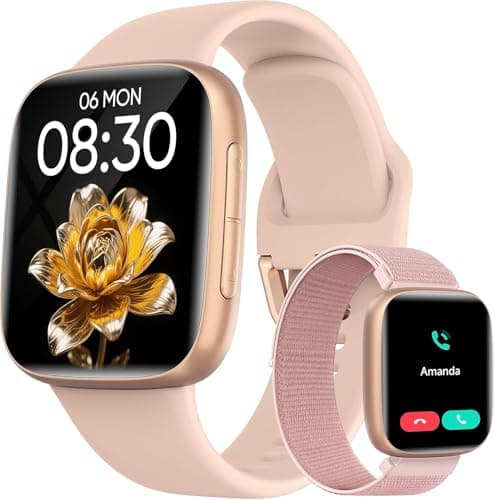 Smart Watch for Women, 1.85" AMOLED Ultra-Clear Screen Smartwatch Compatible iPhone/Samsung/Android, 100+ Sport Modes Fitness Tracker with Heart Rate/SpO2/Sleep Monitor, 3ATM Waterproof, 2 Bands - Image 1