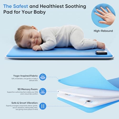Baby Vibrating Sleep Soother Pad, Baby Sleep Aid, Vibrating Mattress Pad Sleep Soother, 90 Min Timer, Vibrating Mat for Sleep, Aid to Calm Fussy Newborn for Easier Rest, Infant: 0-12 Months, Blue - Thumbnail 5