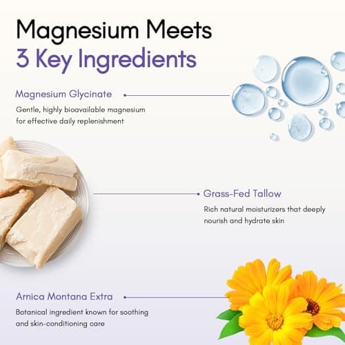 CADDISE Magnesium Lotion with Magnesium Glycinate, Fast-Absorbing Moisturizing Cream for Legs, Feet & Body, Non-Greasy, for Daily Comfort & Nighttime Routine, Gentle for Kids, Lavender, 4 fl oz - Thumbnail 3