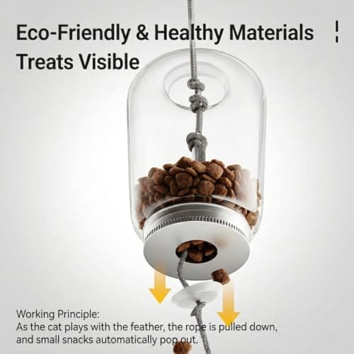 NHCASURUE Cat Toys for Indoor Cats,Hanging Door-Frame Cat Treat Dispenser,Interactive Cat Toy with Feathers and Bell - Thumbnail 4