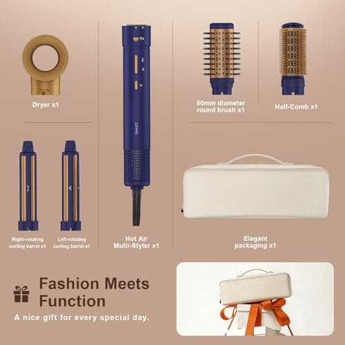 5 in 1 Multi Hot Air Styler Wrap, 110,000 RPM High-Speed Hair Dryer Brush with Auto Wrap Curlers & Blow Dryer Brush, Fast Drying & Frizz-Free Styling, No Heat Damage for Women - Thumbnail 3