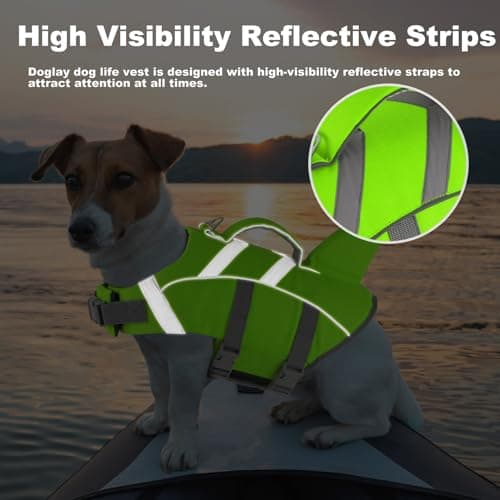 Doglay Shark Dog Life Jacket - Reflective Dog Life Vest for Swimming and Boating with Rescue Handle, Adjustable High Buoyancy Floating Vest for Small Medium Large Dogs - Thumbnail 6