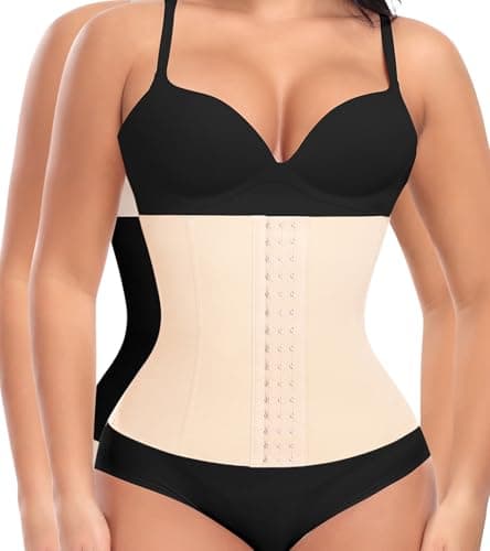 Ganado Waist Trainer for Women Corset Shapewear Tummy Control Waist Cincher Underbust Postpartum Girdle Body Shaper (#1 Black+Beige(24.5CM), 3XL) - Image 1