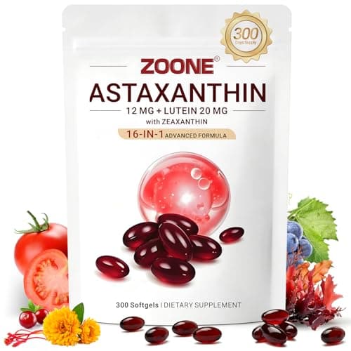 Zoone 16-in-1 Astaxanthin 12mg Antioxidant Supplements, 300 Softgels