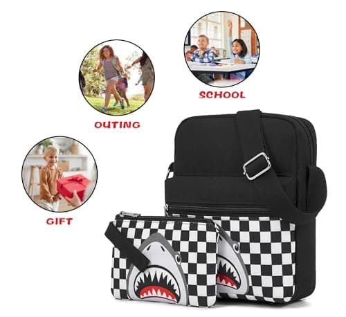 WOOMADA 2pcs Canvas Bag Crossbody Purses Cross Body Bag Messenger Bag CrossBody Purse Set(Shark Night) - Thumbnail 5