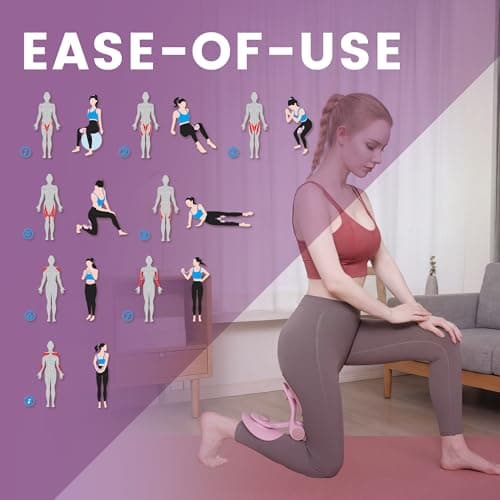 35lb Fixed-Resistance Inner Thigh Exerciser + 39LB Fabric Resistance Band | Balanced Center-of-Gravity Hip & Leg Trainer Kit for Men & Women | Portable Home Gym Lower Body Workout Equipment (Purple) - Thumbnail 6