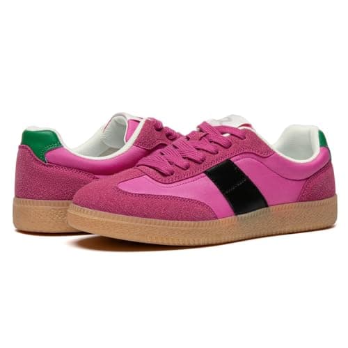Rihero Women's Fashion Sneakers Classic Tennis Shoes Casual Lace-Up Walking Shoes Pink Size 7.5 - Thumbnail 6