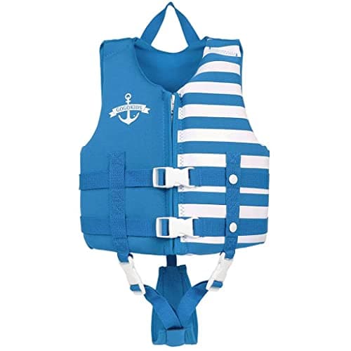 Wytbaby Kids Swim Vest for Boys Girls, Toddler Float Jacke with Zipper & Adjustable Strap for Pool Beach，L (6-8 Years, 51-66lbs)，Blue - Image 1