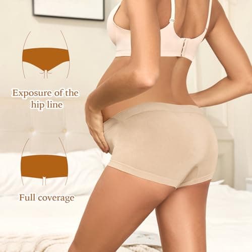 Y25D Maternity Underwear Cotton Blend Seamless Pregnancy Panties Under The Bump Postpartum Boyshort Underwear 3-Packs - Thumbnail 6