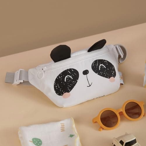 SUNVENO Kids Fanny Pack, Cute Panda Cartoon Waist Bag for Boys & Girls, Adjustable Crossbody Belt Pouch Ages 2-8, Travel Beach & Birthday Gift - Thumbnail 6