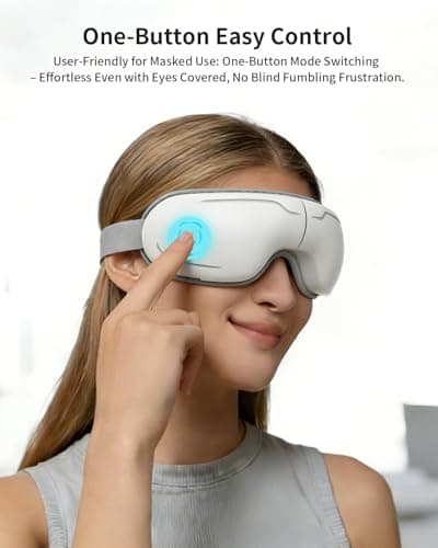 CUZRICH Eye Massager with Heat and Compression - Classic White Heated Eye Mask with Vibration, Bluetooth Music, 6 Modes, Rechargeable 1200mAh Battery for Eye Strain, Dry Eyes, Migraines Relief - Thumbnail 5