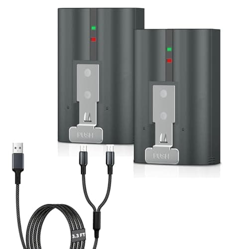YoPower Replacement Ring Camera Battery, 2-Pack 6400mAh Quick Release Battery for Ring Video Doorbell 2/3/3 Plus/4/Pro, Stick Up Cam, Spotlight Cam, Fast Charging 2-in-1 Charging Cable