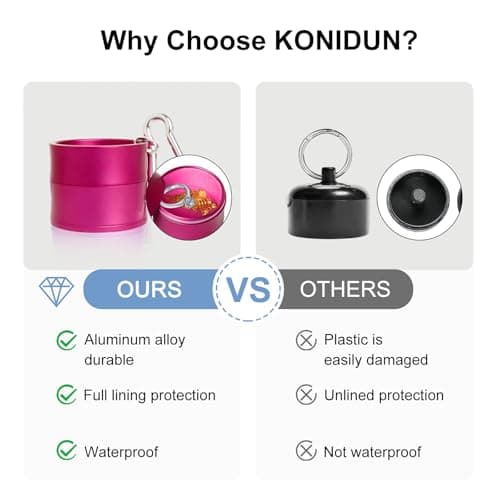 KONIDUN Mini Travel Ring Holder Keychain, Portable Jewelry Holder Keychain with Protective Sponge, Small Necklace Earrings Case for Gym Sports Bag Purse - Thumbnail 5