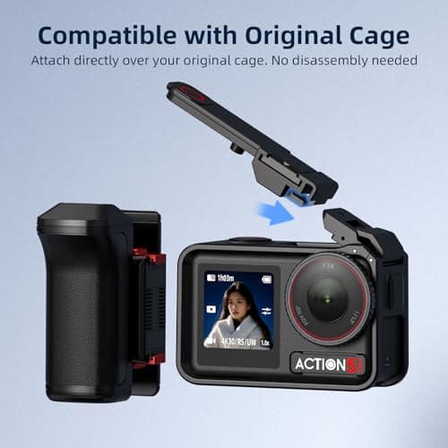 Grip Kit for DJI OSMO Action 5 Pro (for Original Cage), Handle Holder Expansion Mount DSLR Style with Shutter Button for DJI Osmo Action 5 Pro 4 3 Camera Accessories - Thumbnail 6