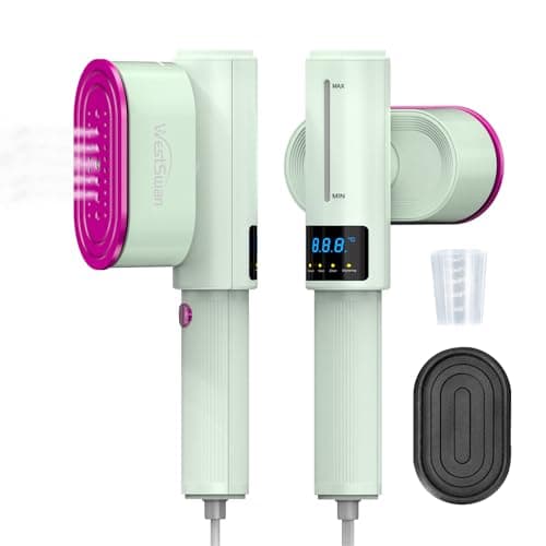 Portable Travel Steamer for Clothes, Fast Wrinkle Remover Garment Steamer for Home & Travel, 2-in-1 Iron & Steam with 90°Rotatable Head, Handheld Iron Steamer with LCD Temperature Display