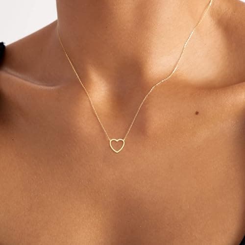 BAYLAY Heart Necklace for Women Girls, 18K Gold Plated Small Heart Necklace Gold Necklace for Women Teen Girl Gifts Trendy Stuff Gold Jewelry Mothers Day Gifts for Mom Grandma Women - Thumbnail 3