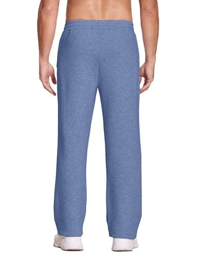 Deyeek Men's Straight Leg Fleece Sweatpants Open Bottom Sweat Pants with Pockets Big and Tall Blue Cotton Sweatpants Men 3XL - Thumbnail 2