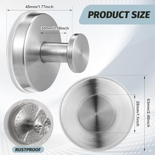 warlve Large 15lb Suction Cup Hooks for Shower, No-Drill Bathroom Towel Hooks for Robes, Loofah, Removable Mountable on Glass, Tile, Mirrors, Smooth Non-Porous Surfaces (2, Brushed Nickel) - Thumbnail 3