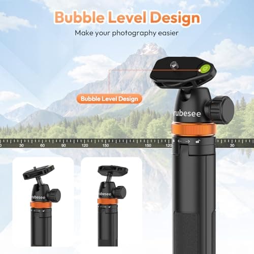 Rubesee Selfie Stick Tripod for Gopro Camera, 62" Extendable Tripod Stand with 360° Ball Head 1/4" Screw, Portable Lightweight Camera Tripod for GoPro Max Hero 13 12 11 10 9 8 DJI OSMO Action Camera - Thumbnail 5