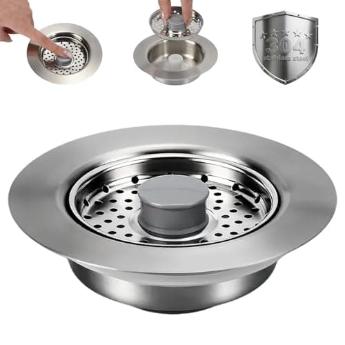 Sink Drain Strainer - Kitchen Sink Stopper, 3 In 1 Kitchen Sink Drain Strainer with Anti-Clogging Basket, Fit US Standard 3-1/2'' Sink Hole - Image 1