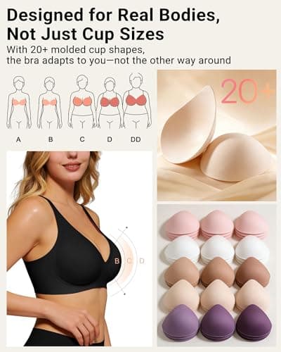 As Fairy 2026 Deep V Wireless Push Up Bras for Women Seamless Bra with Support No Underwire Bralette(Black 36B) - Thumbnail 4