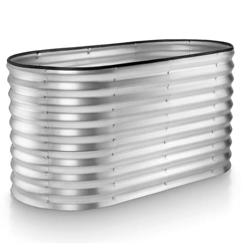 Plant & Plot Galvanized Raised Garden Beds Outdoor // 4×2×2 ft Planter Raised Beds for Gardening, Vegetables, Flowers // Large Metal Garden Box (Silver) // Patented Tool-Free Design - Image 1