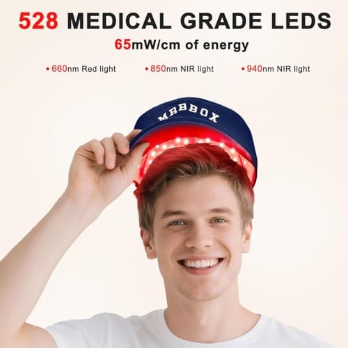 Red Light Therapy for Hair Growth for Men & Women,Red Light Hair Growth Cap,Full-Scalp Coverage,At-Home Scalp Care, Father‘s Day Gift Idea,Blue Cap - Thumbnail 4