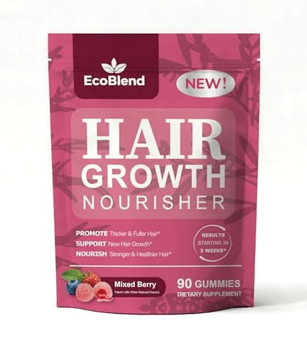 EcoBlend Hair Growth Gummies Women Vitamins—excellerator Nourish Hair and Nail Promote Fuller Locks with a Natural, Gentle Formula—Filled Gummies—Mixed Berry Flavor—90 Count (45-Day Supply) - Image 1