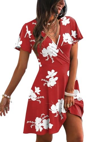 RUMIA Dresses for Women 2026 Elegant Classy Red Summer Wedding Guest Dress Mom Outfits Party Clothes Red Floral 02 L - Image 1