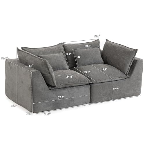 Fachmaih Boneless Loveseat Couch Sectional Cloud Couch Oversized Modular Sectional Sofa Modern Cloud Sofa Couches with Pillow for Living Room Bedroom - Thumbnail 2