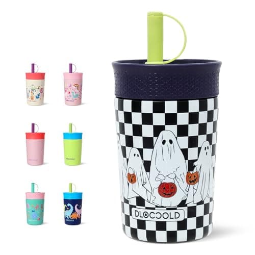 DLOCCOLD 12 oz Insulated Stainless Steel Straw Tumbler, Reusable Sippy Cup With Leak-Proof Spill Resistant Flexible Straw Lid, Cups, Easy to Clean, Water Bottle, Great for Travel, Home