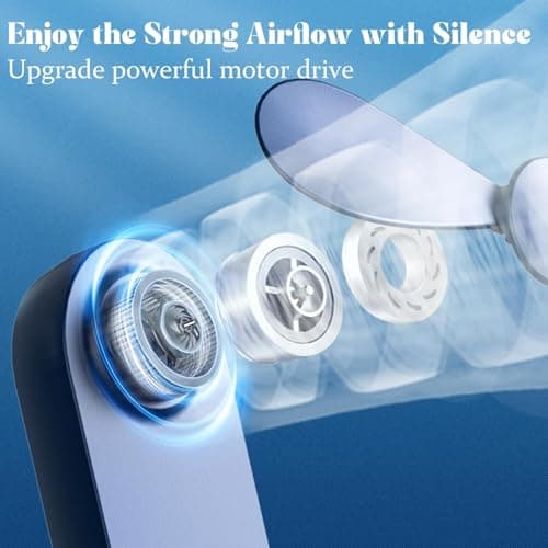 Lerat Portable Handheld Fan, 2 IN 1 Mini Hand Fan, Battery Operated [8-15 Working Hours], USB Rechargeable Personal Foldable Fan for Indoor, Small Pocket Fans Travel Essentials for Outdoor (Blue) - Thumbnail 3