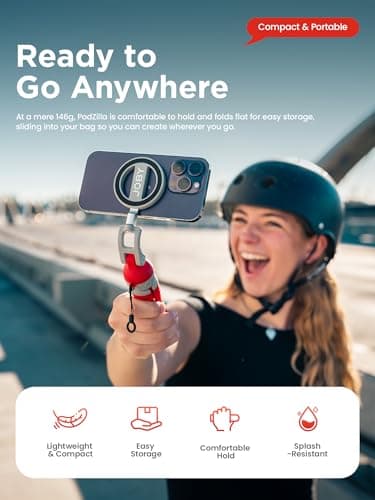JOBY PodZilla™ SuctionTripod Magnetic Kit,Flexible Magnetic Tripod with Suction Legs, 360° Rotation & Dual-Angle Adjustment, Wrap-Anywhere Mount for iPhone Vlogging, Gym, Car, Outdoor & Travel(red) - Thumbnail 2