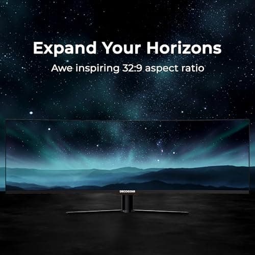 Deco Gear Curved 49” Super Ultrawide Gaming Monitor, 32:9 WDFHD 3840×1080, 144Hz, 3ms, 3000:1 VA, HDR400, Adaptive Sync, USB-C 65W, HDMI/DP, PBP/PIP, KVM, 1800R, American Seller - Thumbnail 2