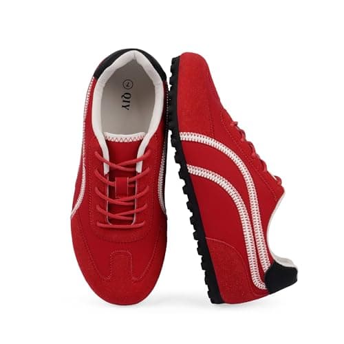 QIY Sneakers for Women Casual Red Women's Fashion Sneakers Comfortable Red Walking Tennis Shoes Slip on Cute Fall Shoes 2026 Size 8.5 - Image 1