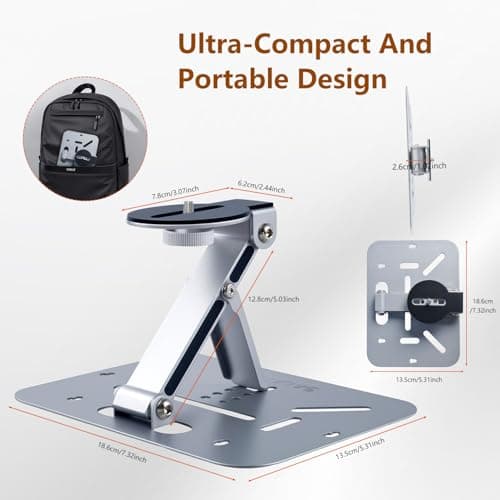 Salange 3-in-1 Mini Projector Stand, Foldable, Easy Setup, Portable and 180° Adjustable, Projector Mount Compatible with Aurzen Projectors, for Table/Wall/Ceiling/Outdoor（¼-Inch Screw, Silver） - Thumbnail 5