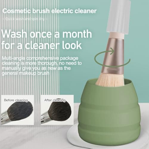 HOERCAAL Electric Makeup Brush Cleaner and Dryer, Portable Automatic Brush Cleaner with 3 Power Levels, Fast Motor Speed, 5 Rubber Collars, Rechargeable Quick Clean & Dry for Makeup Brushes - Thumbnail 5