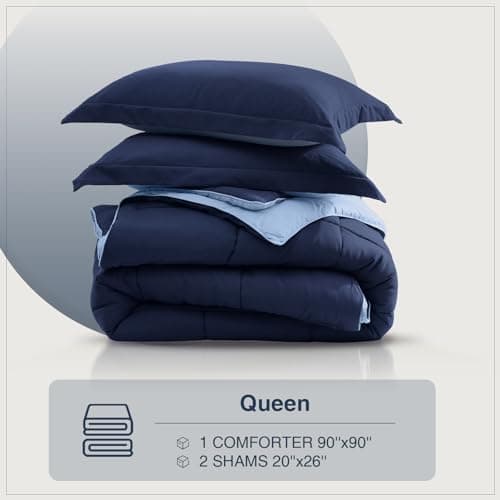 satisomnia Queen Comforter Set, Navy Blue Bedding Comforters Queen Size, 3 Pieces Down Alternative Bed Comforter Lightweight, Soft Quilted Bed Set Breathable, Reversible All Season Bedding Sets - Thumbnail 5