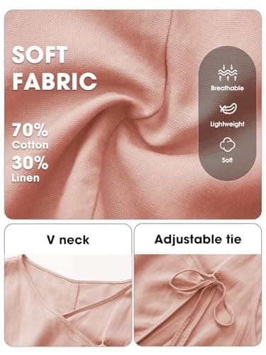 EXLURA Womens Linen Tank Tops Summer Trendy V Neck Vest Casual Tie Front Shirt Cute Spring Beach Vacation Outfits 2026 Pink - Thumbnail 6