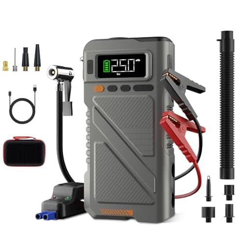 Car Jump Starter with Air Compressor 9000A, 9 in 1 Jumper Box for Car Portable 12V Jump Pack(All Gas/16L Diesel) Combo 150 PSI Tire Inflator & Air Inflator/Deflator Pump w/Extended Jump Cable