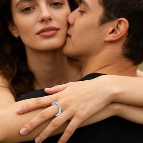 WES 3mm Moissanite Eternity Ring Wedding Band - 925 Sterling Silver D Color VVS1 Clarity Lab Created Total 2.2cttw Round Moissanite Rings for Women Men, Size 7 - Thumbnail 4