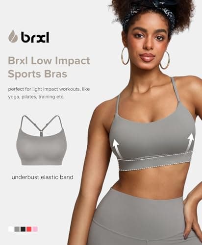 BRXL Sport Bras Womens Low Impact Padded Sports Bras Adjustable Straps Sports Bra Y Back Grey Sports Bra Grey XS - Thumbnail 4