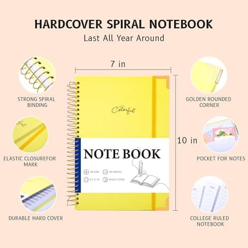 Yoment B5 Spiral Notebook, Hardcover, College Ruled, 200 Pages, 100 GSM - Thumbnail 4