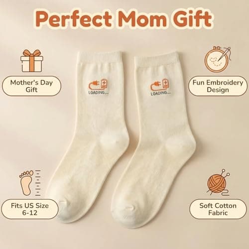 ZAOMENG Mom Mode Off Socks Funny Crew Socks for Women,Gift for Mom,Cotton Blend Socks,Novelty Socks for Mom,Mama Gifts Birthday,Mother’s Day Present Mom Life Apparel, Cute and Comfy - Thumbnail 3