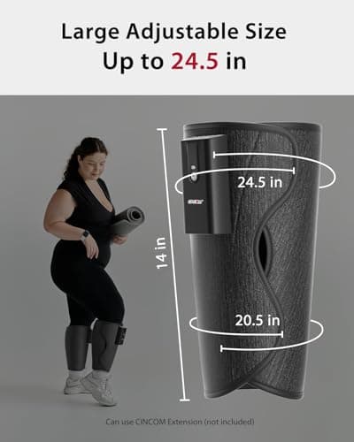 CINCOM Leg Massager with Heat and Air Compression, Cordless Calf Massager for Circulation and Pain Relief, Rechargeable Leg Compression for Edema Relief - Thumbnail 6