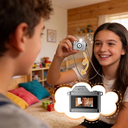 OMK Mini Keychain Camera, 1080P Pocket-Size Camera with 32GB Card, Portable Mini Retro Camera, One-Button Recording, Lightweight Vintage for Travel, Birthday Gift, Party, Daily Moments(White) - Thumbnail 5