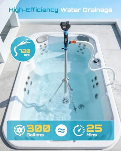 SEESII Cordless Stick Water Transfer Pump with Tripod Stand Hands-free, Portable Electric Sump Pump 720GPH & 2 x 4.0Ah Batteries, 32FT Lift for Pool Draining Boat Bilge Garden Rain Barrel Basement - Thumbnail 5
