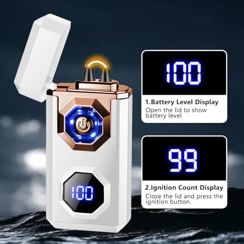 BABOBIU Night Glow Lighter - LED Emergency Light with Power Display, USB Rechargeable Arc for Incense, Outdoor Camping, Survival & Home Décor (Illuminating White) - Thumbnail 4
