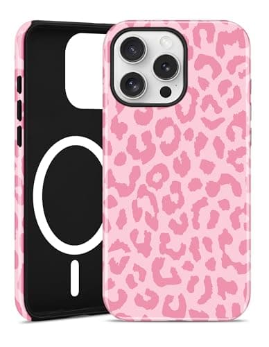 Aitipy Magnetic Cheetah Phone Case for iPhone 14 Pro Max, Compatible with MagSafe, Cute Aesthetic Pink Leopard Print Soft TPU and Hard PC Shockproof Protective Phone Cover for Women Girls